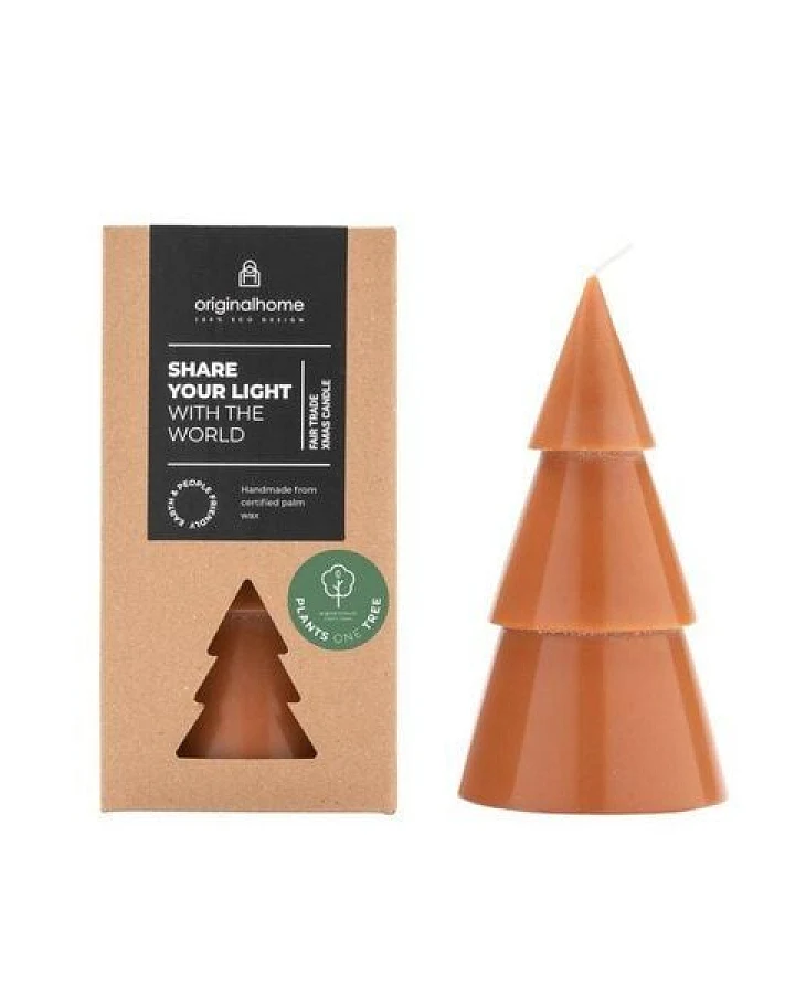 Originalhome Natürliche Weihnachtskerze Tannenbaum aus Pflanzenwachs, L