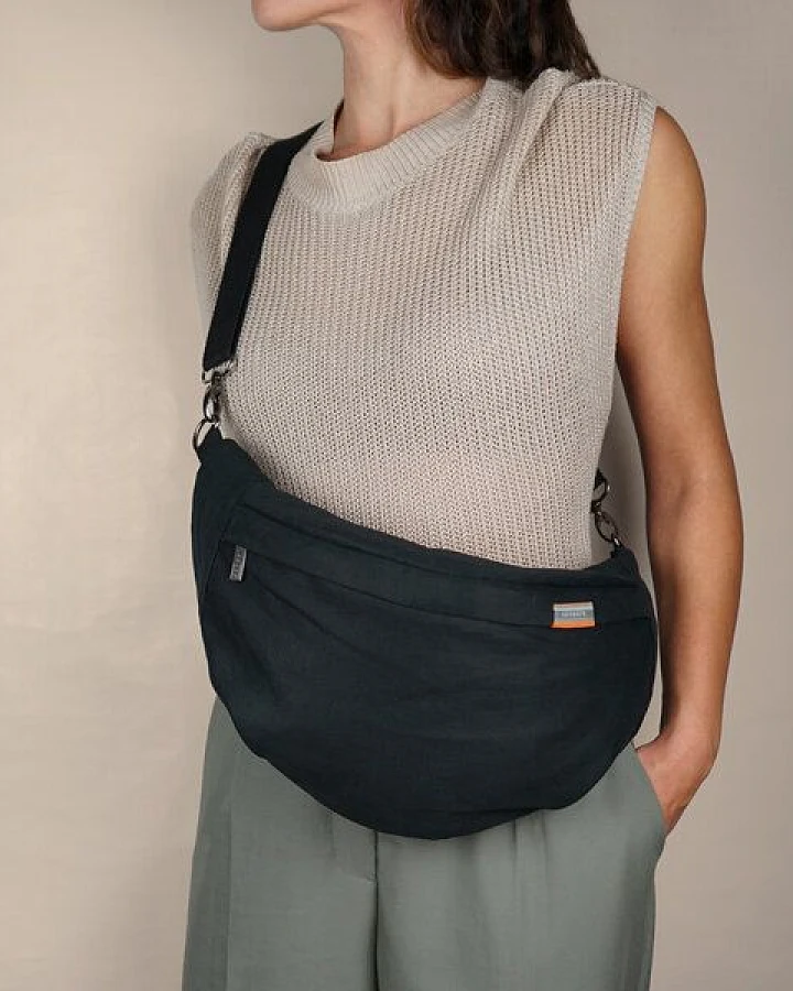 seasara Moon Bag wasserabweisend aus Hanf/rPET, schwarz