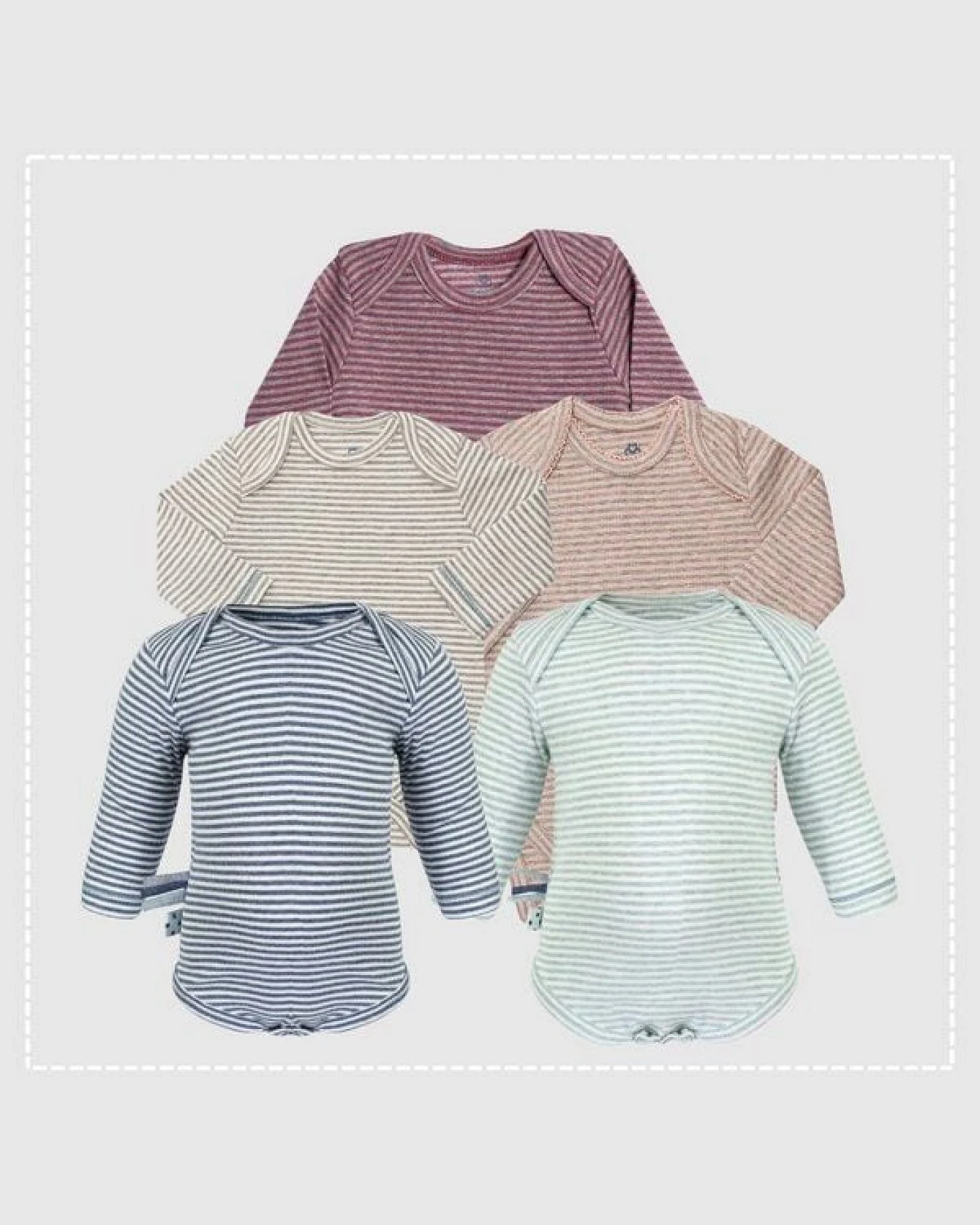Baby Langarm Bodysuit, gestreift 'OrganicEra' aus Bio Baumwolle – Ansicht 3