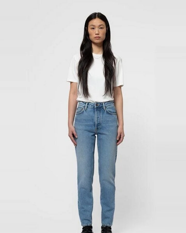 Nudie Jeans Highwaist Jeans - Breezy Britt Blue Rebel - aus Bio-Baumwolle