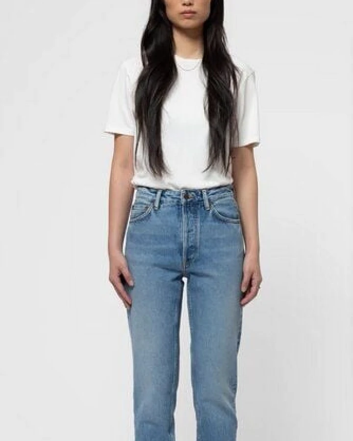 Nudie Jeans Highwaist Jeans - Breezy Britt Blue Rebel - aus Bio-Baumwolle