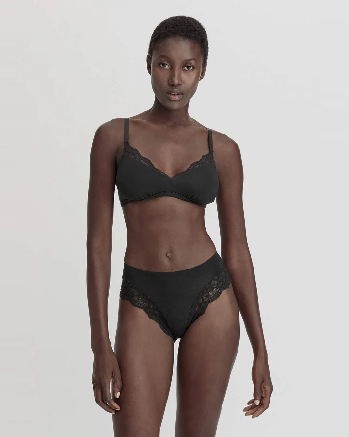 hessnatur Damen Soft BH PURE SENSE LACE aus TENCEL™ Modal - schwarz - Größe 34