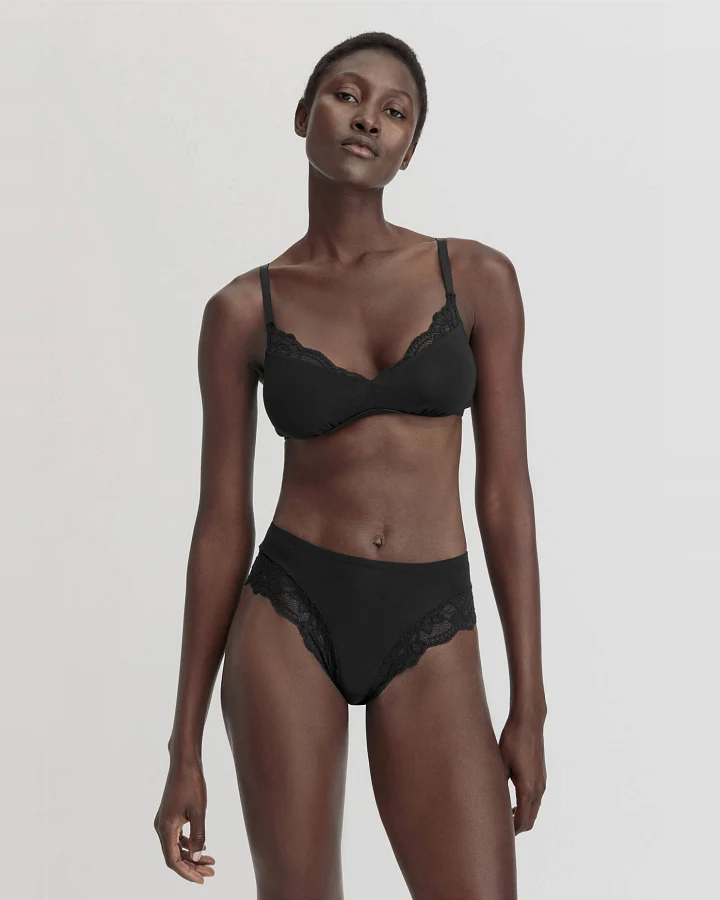 hessnatur Damen Panty PURE SENSE LACE aus TENCEL™ Modal - schwarz - Größe 34