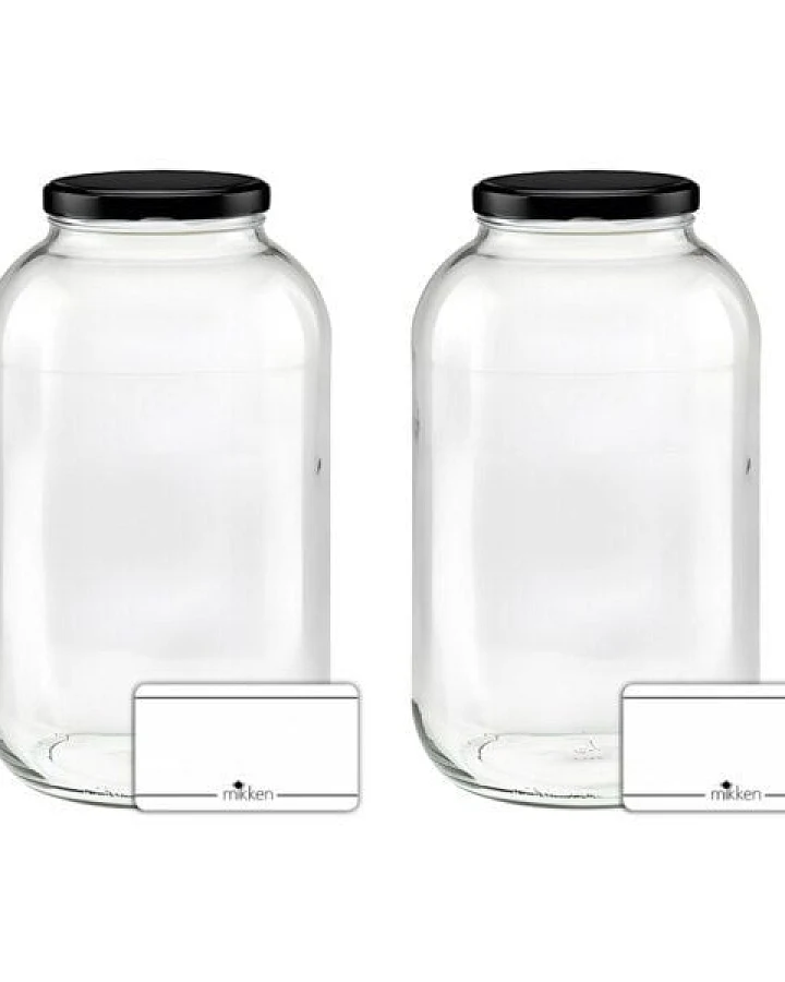 mikken 2 große Einmachgläser 4250 ml mit schwarzem Deckel (TO100)