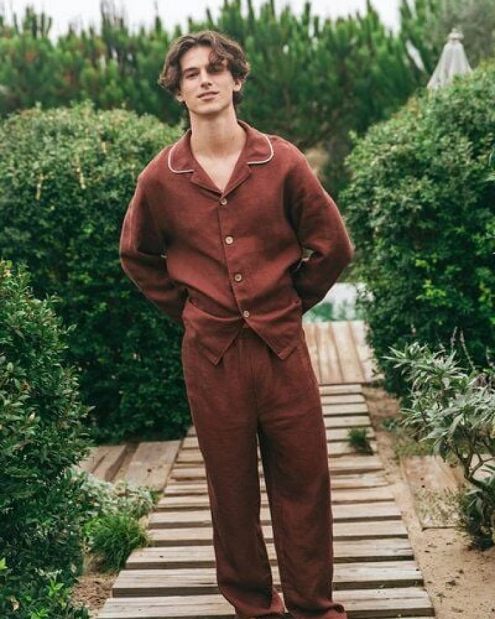 AmourLinen Klassisches leinen pyjama set HARRY