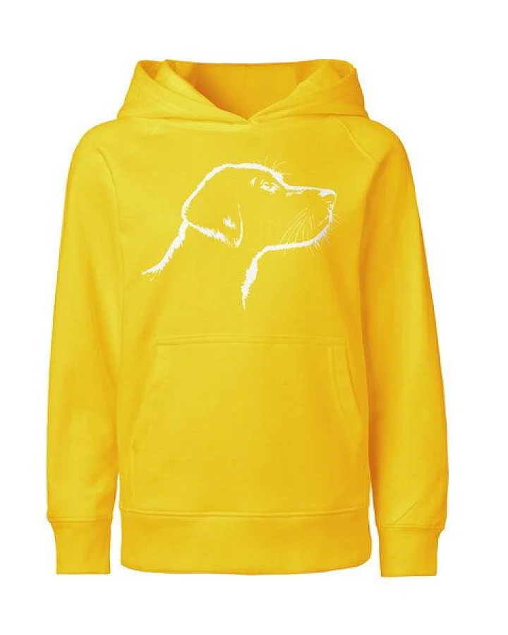 HANDGEDRUCKT "Fellnase" Kinder-Hoody aus reiner Biobauwolle (kbA) Hund