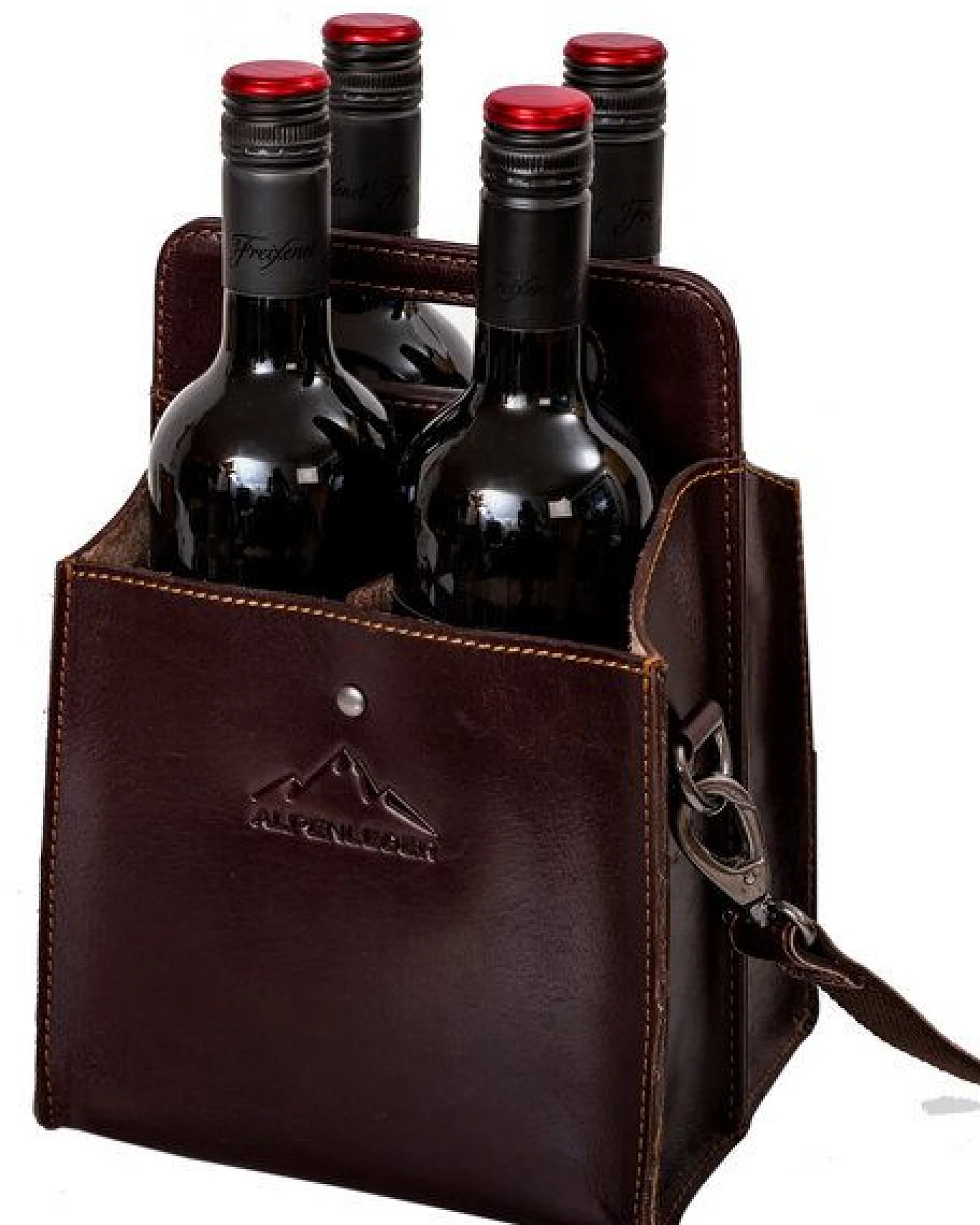Alpenleder Flaschenträger "Weinvierer" – Ansicht 3