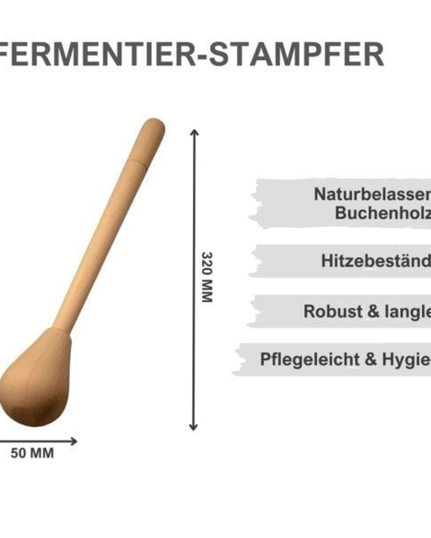 mikken Fermentier Starter Set - XXL Gläser 4,25 Liter mit Fermentier Gitter, Holzstampfer und Deckel – Ansicht 4