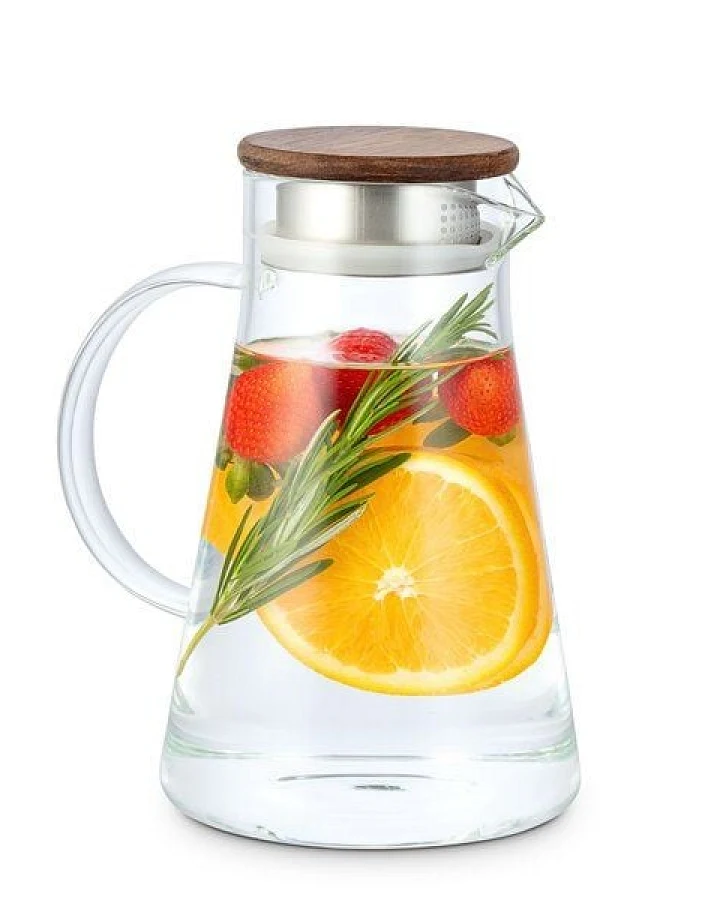 Econovo Glaskaraffe mit Holzdeckel 1,5L & 2L