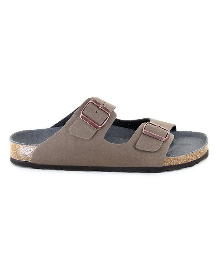 Vegetarian Shoes Vegane Sandale - Two Strap Sandal Fake Suede (Stone)