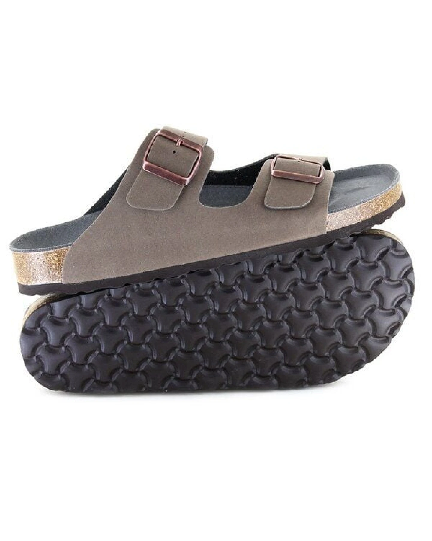 Vegetarian Shoes Vegane Sandale - Two Strap Sandal Fake Suede (Stone) – Ansicht 2