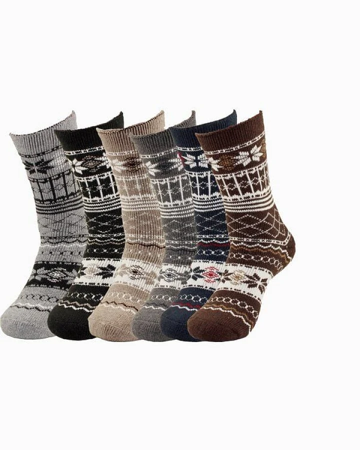 Bruno Barella Winter Thermo Socken aus Alpakawolle mit Entspannungsmotiv im 6er-Pack