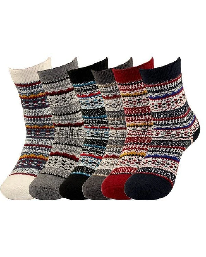 Bruno Barella Winter Thermo Socken aus Schafwolle mit Color-Dream-Motiv im 6er-Pack