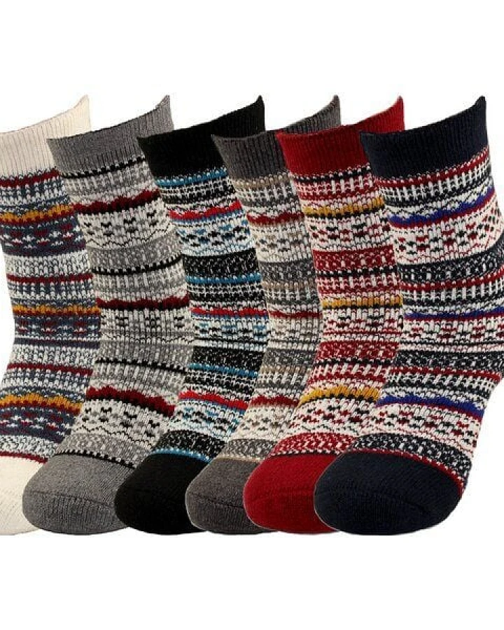 Bruno Barella Winter Thermo Socken aus Schafwolle mit Color-Dream-Motiv im 6er-Pack