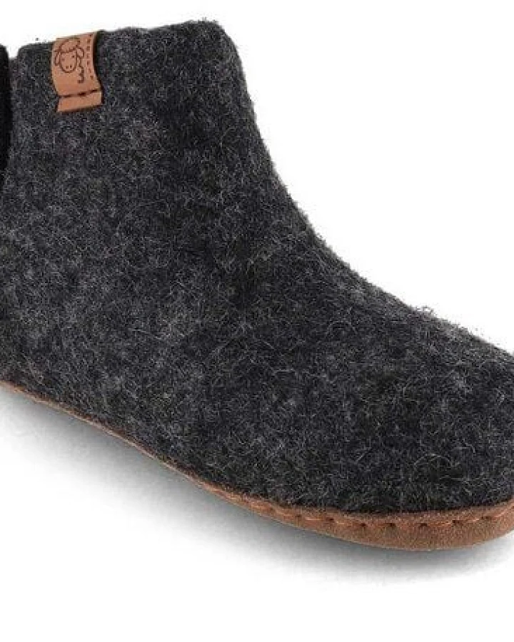 WoolFit Yeti Kids Hüttenschuhe aus 100% Wolle mit Ledersohle