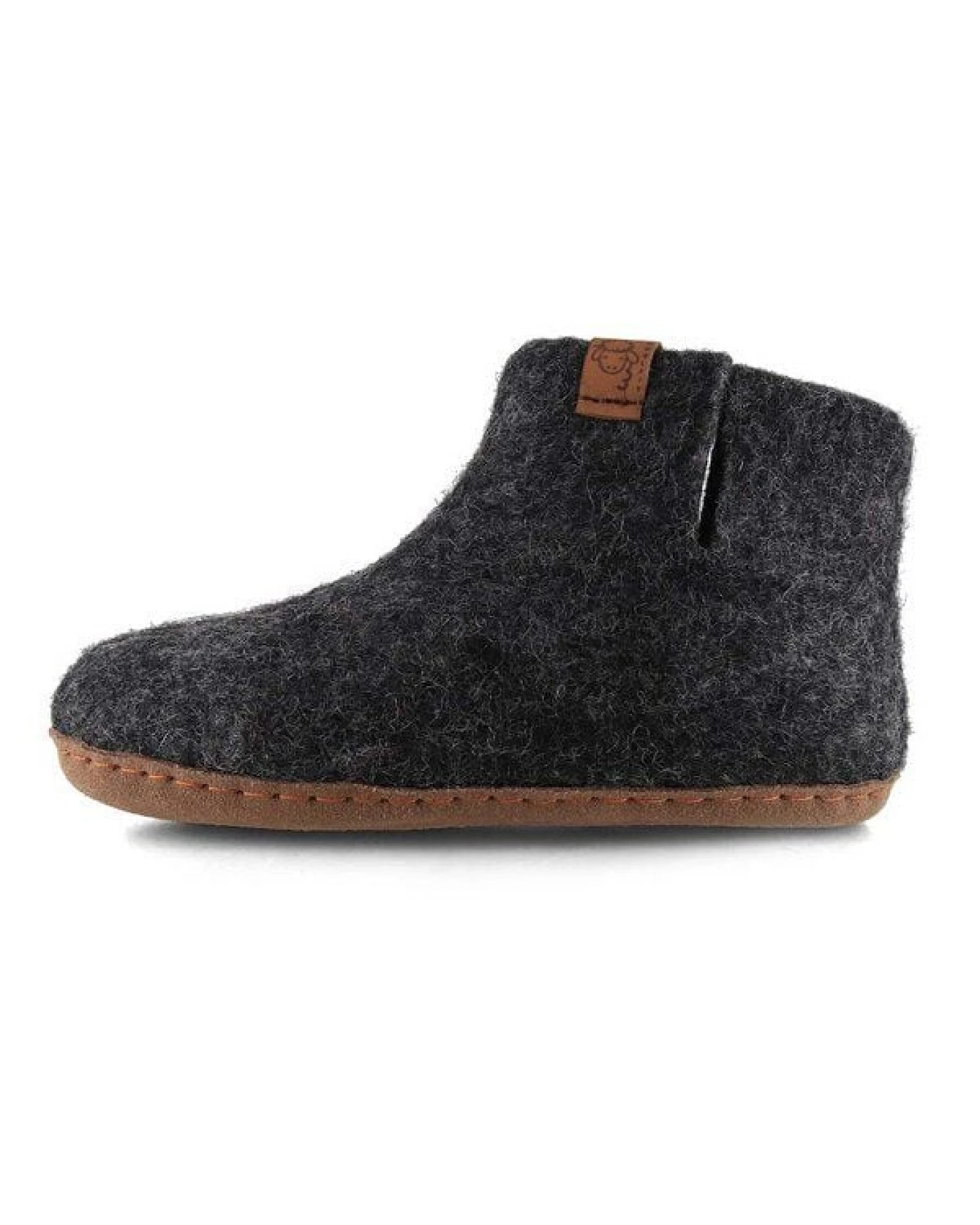 WoolFit Yeti Kids Hüttenschuhe aus 100% Wolle mit Ledersohle – Ansicht 4