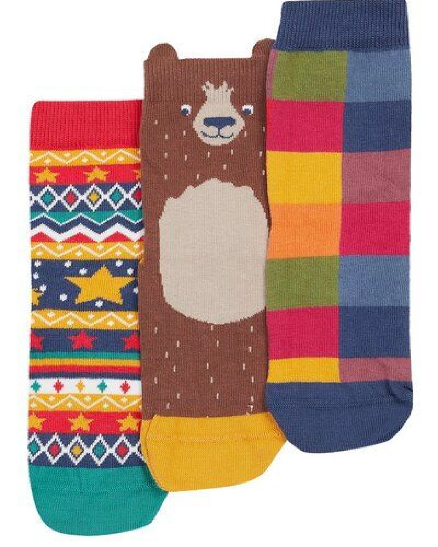 Frugi Weihnachtssocken Dreierpack mit Teddybear – Ansicht 2