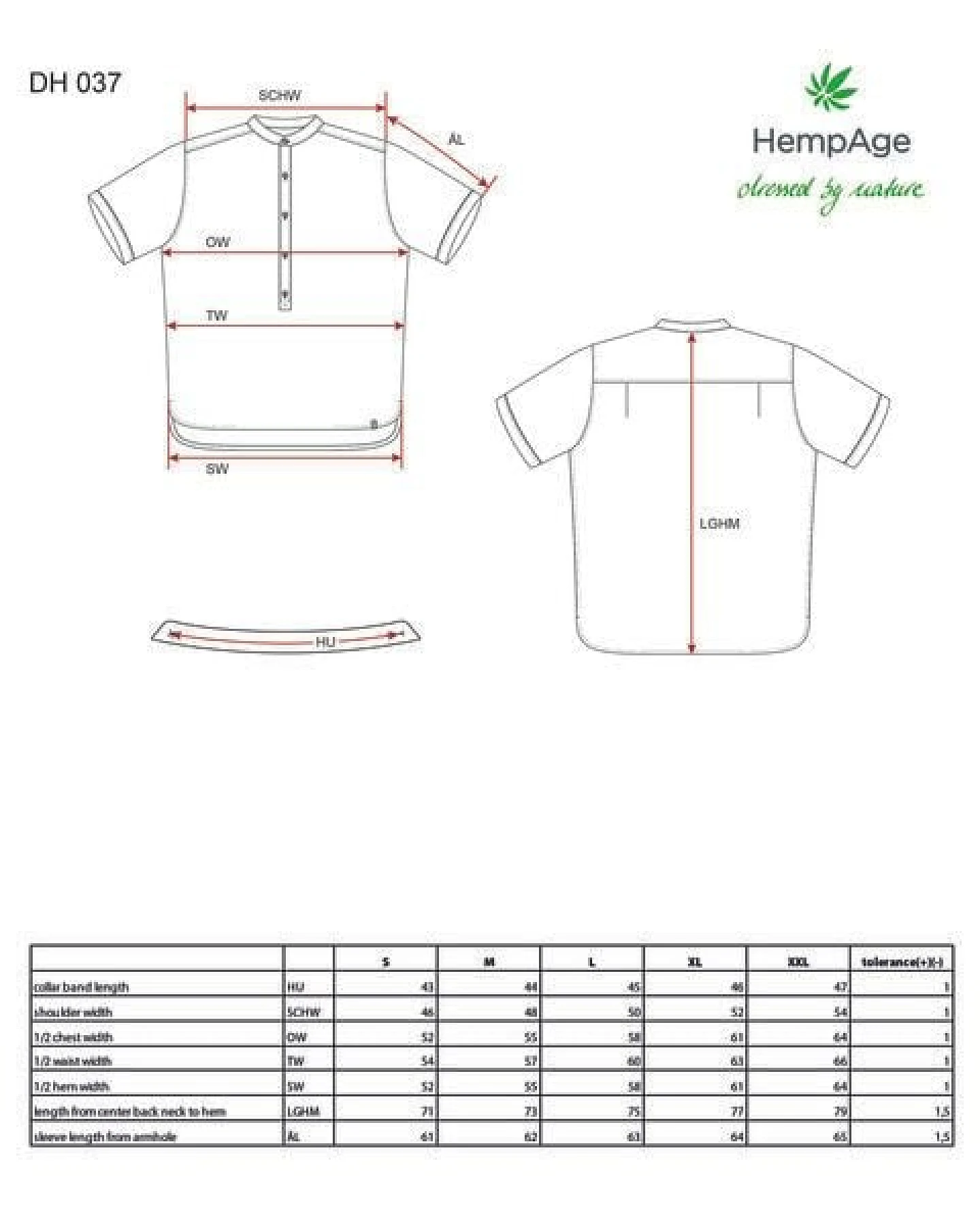 HempAge Stehkragen Schlupfhemd Hanf/Biobaumwolle – Ansicht 3