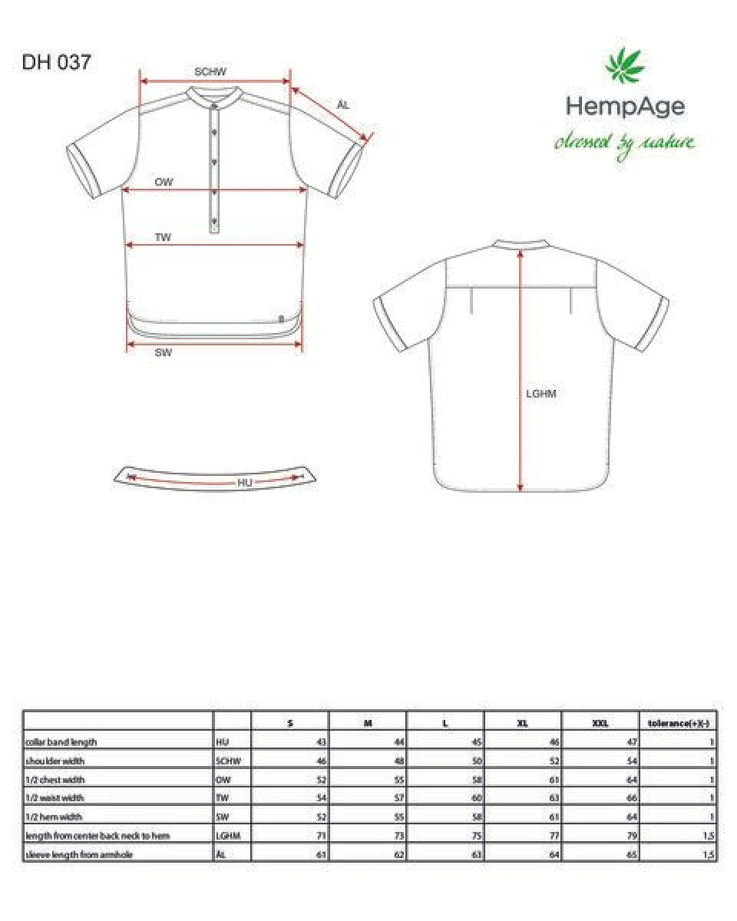 HempAge Stehkragen Schlupfhemd Hanf/Biobaumwolle – Ansicht 3