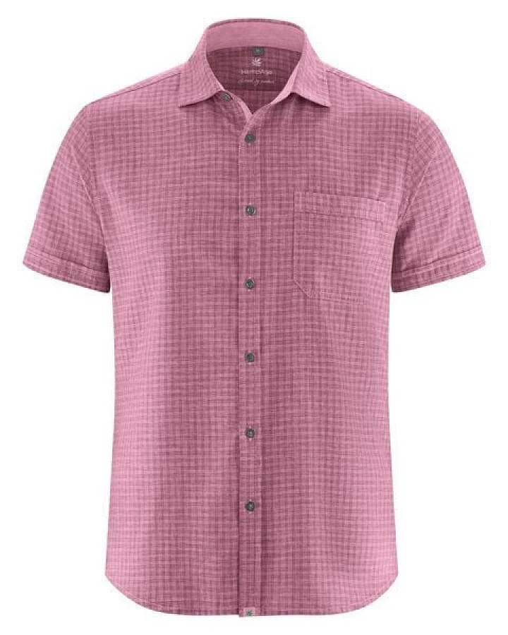 HempAge Kariertes Kurzarmhemd Hanf/Biobaumwolle