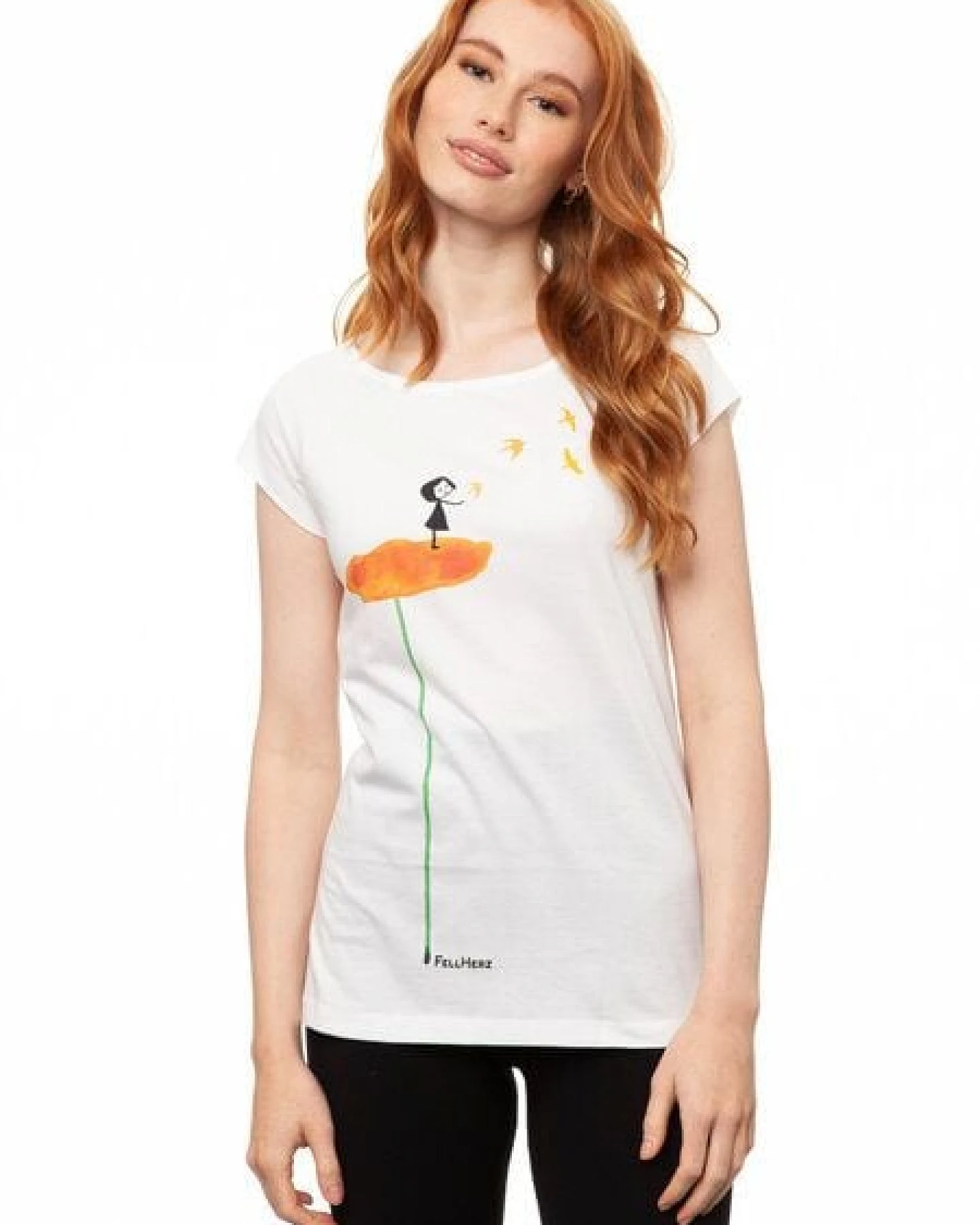 FellHerz Damen T-Shirt Schwalbenzug Bio & Fair & Vegan – Ansicht 3