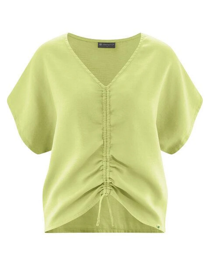 HempAge Geraffte Sommerbluse Hanf/Biobaumwolle
