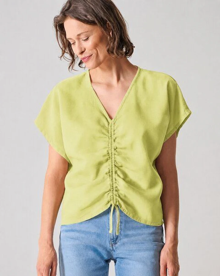 HempAge Geraffte Sommerbluse Hanf/Biobaumwolle