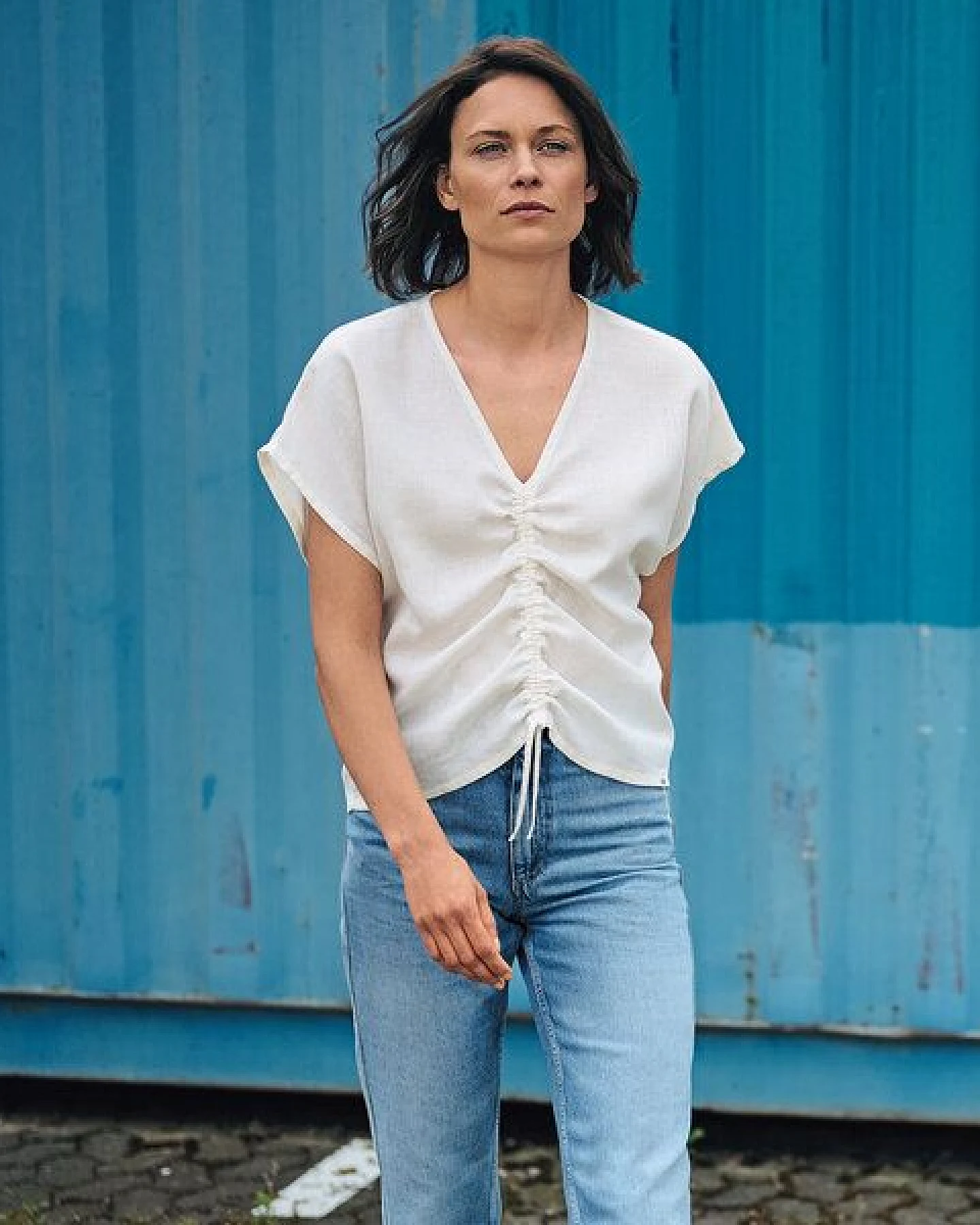 HempAge Geraffte Sommerbluse Hanf/Biobaumwolle – Ansicht 4