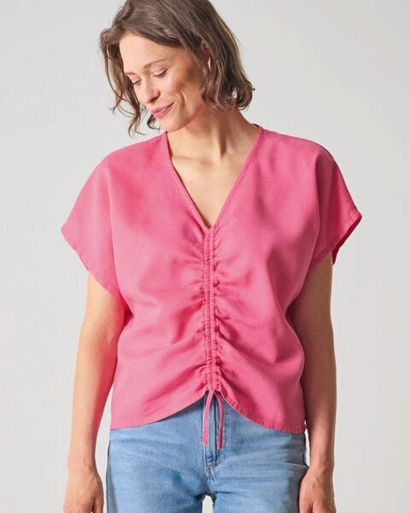 HempAge Geraffte Sommerbluse Hanf/Biobaumwolle – Ansicht 2