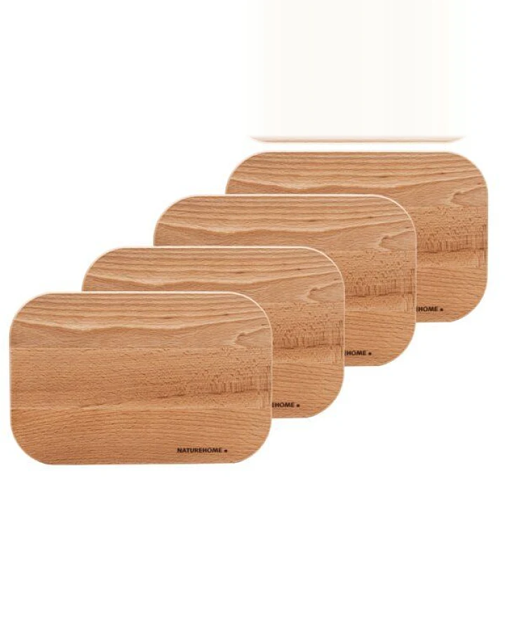 NATUREHOME Schneidebrett Set, 4er Frühstücksbrettchen aus Buchenholz – 23 x 15 cm, handgefertigt, nachhaltig & robust, Holzbrett Küche