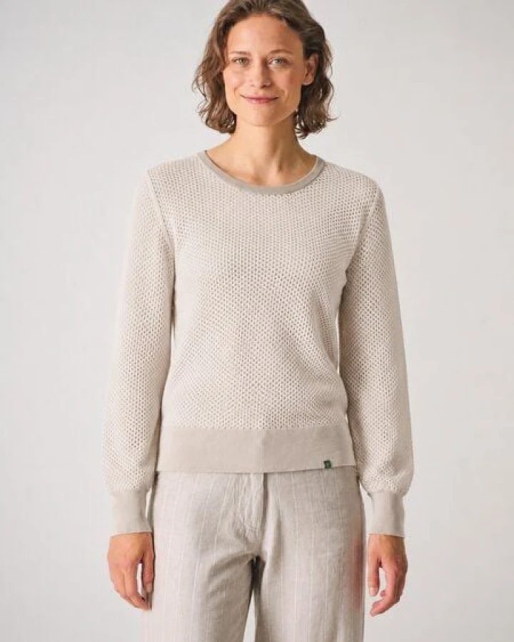 HempAge Damen Lochstrick Pullover Hanf/Biobaumwolle