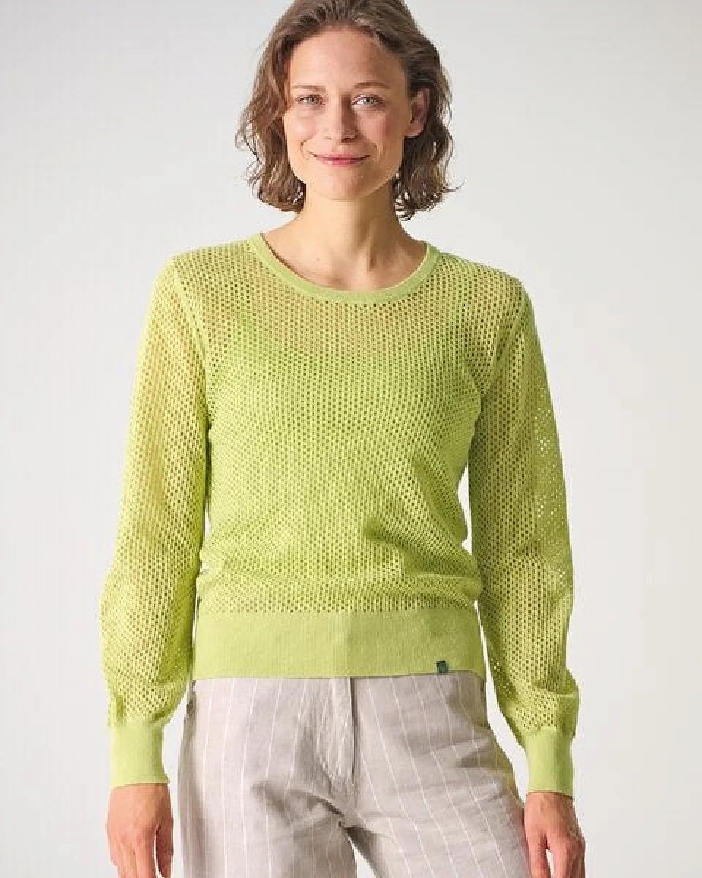 HempAge Damen Lochstrick Pullover Hanf/Biobaumwolle – Ansicht 2