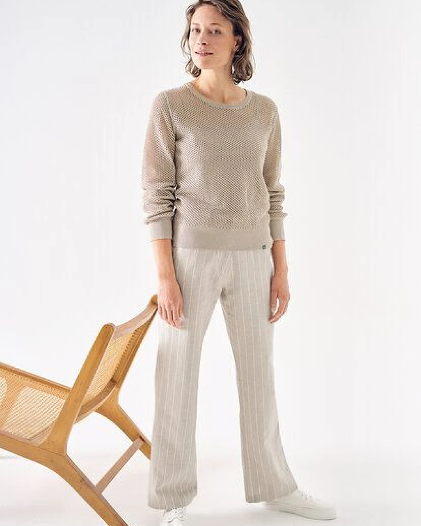 HempAge Damen Lochstrick Pullover Hanf/Biobaumwolle – Ansicht 4