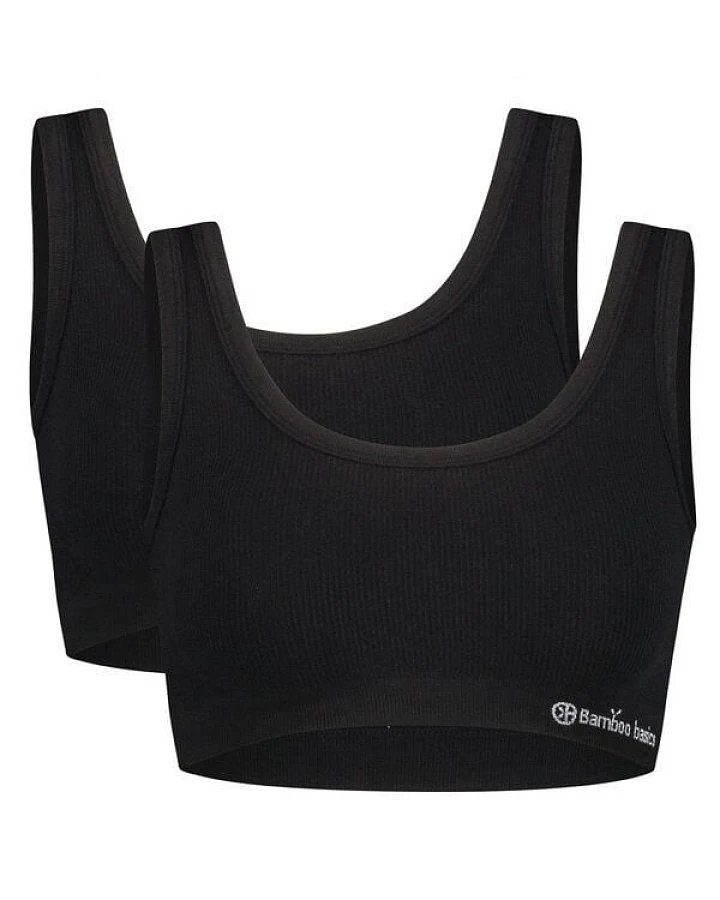 Bamboo Basics Nahtloser Rippen-BH RUBY mit Bambusviskose ( 2er Pack, schwarz)