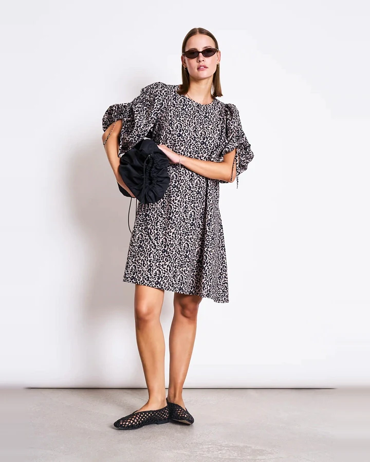 Kleid Malus Leo Print Braun
