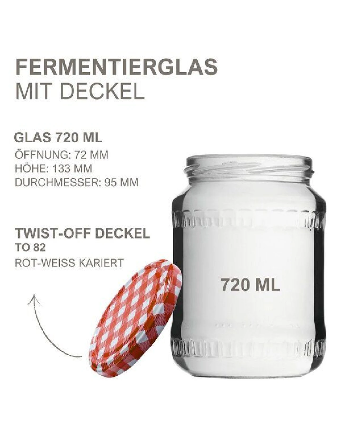 mikken Fermentier Starter Set - 6 Fermentiergläser 720 ml mit Fermentier Gitter, Holzstößel und Deckel – Ansicht 3