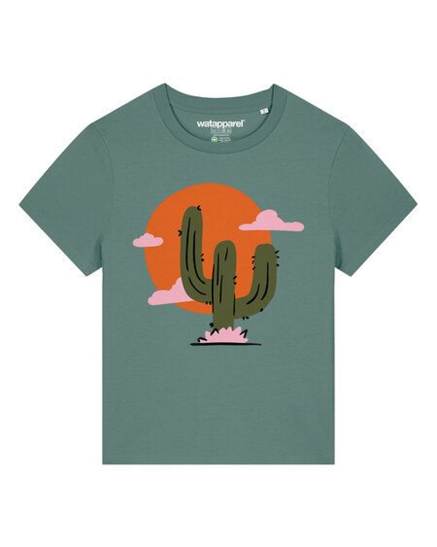 watapparel T-Shirt Frauen Kaktus im Sonnenuntergang – Ansicht 2
