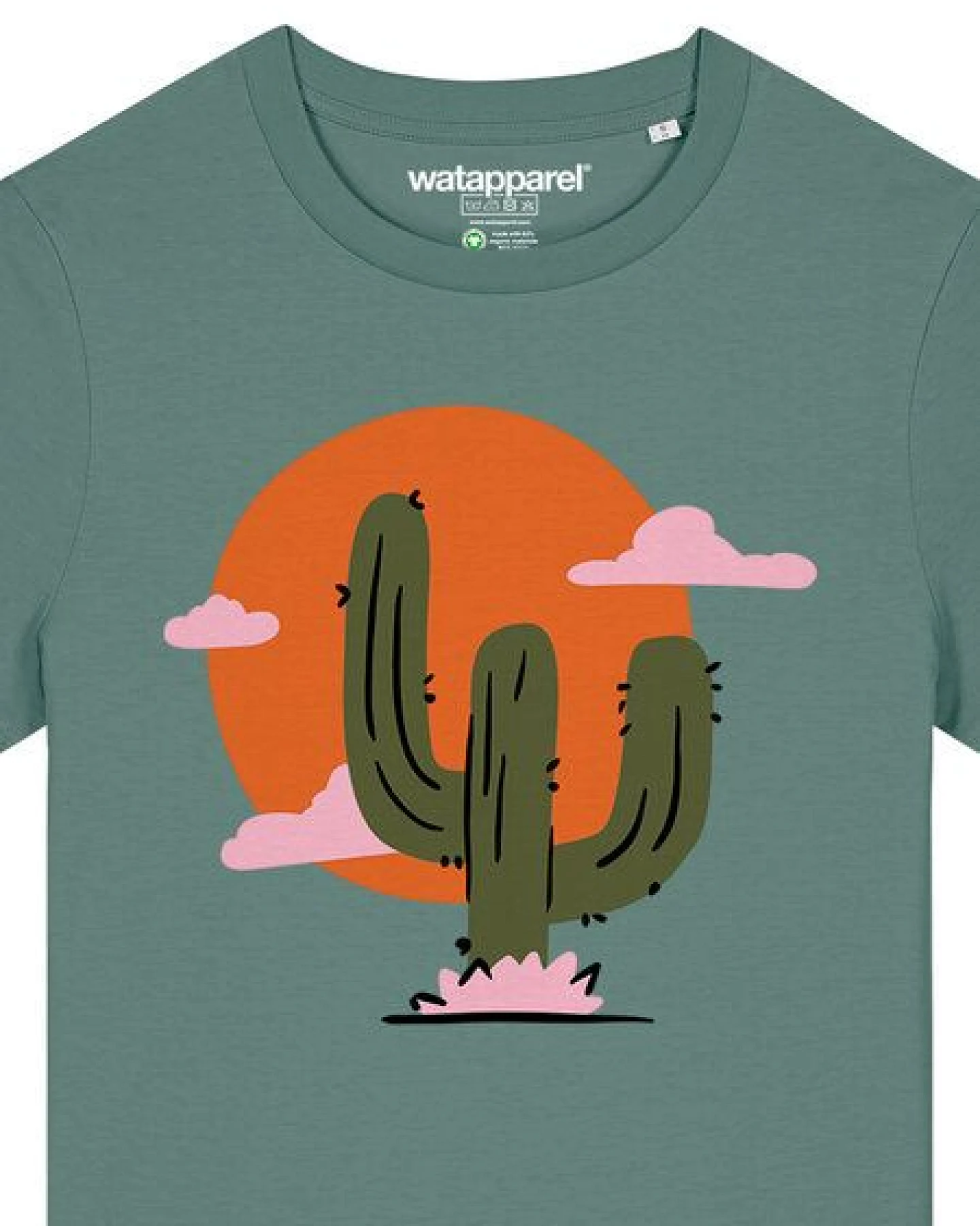 watapparel T-Shirt Frauen Kaktus im Sonnenuntergang – Ansicht 3