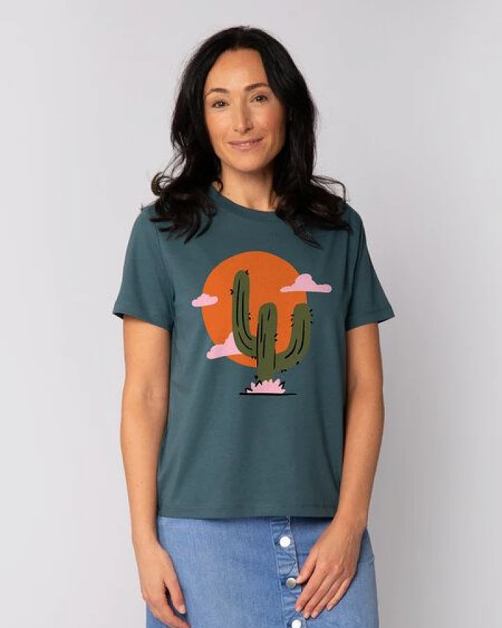 Produktseite: watapparel T-Shirt Frauen Kaktus im Sonnenuntergang