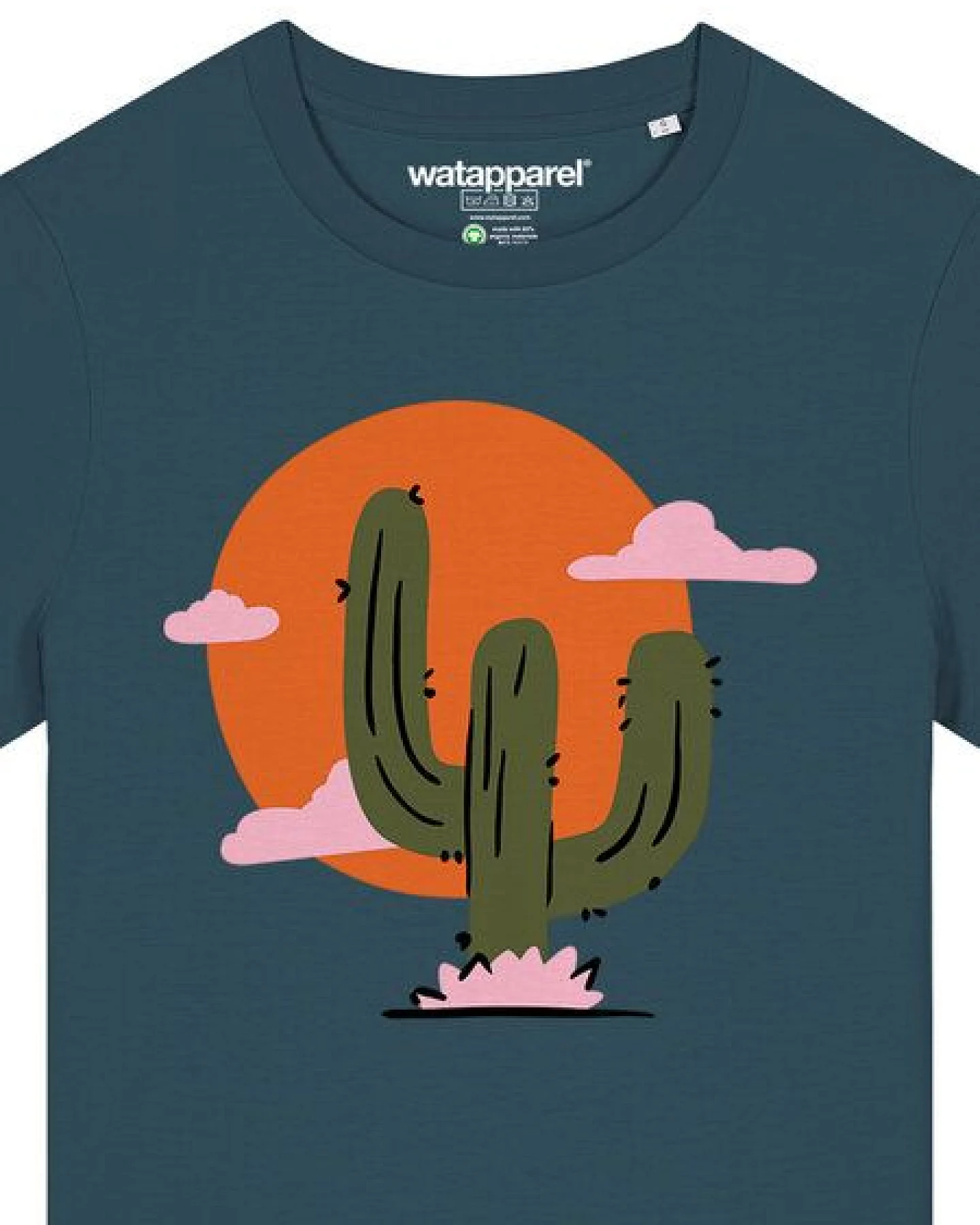 watapparel T-Shirt Frauen Kaktus im Sonnenuntergang – Ansicht 3