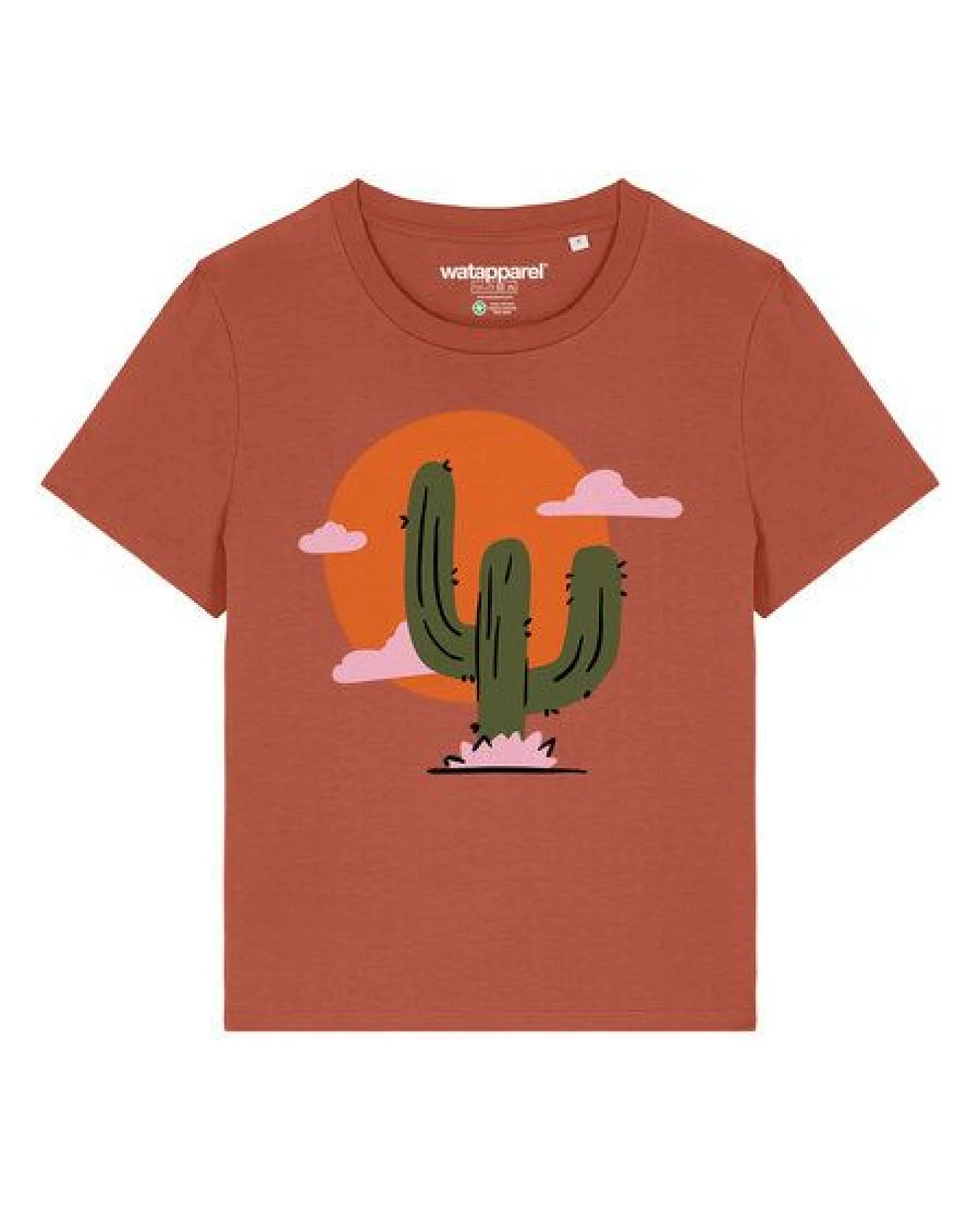 watapparel T-Shirt Frauen Kaktus im Sonnenuntergang – Ansicht 2