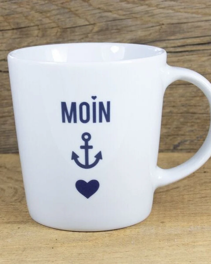 Bow & Hummingbird Großer Porzellanbecher Moin-Anker-Herz