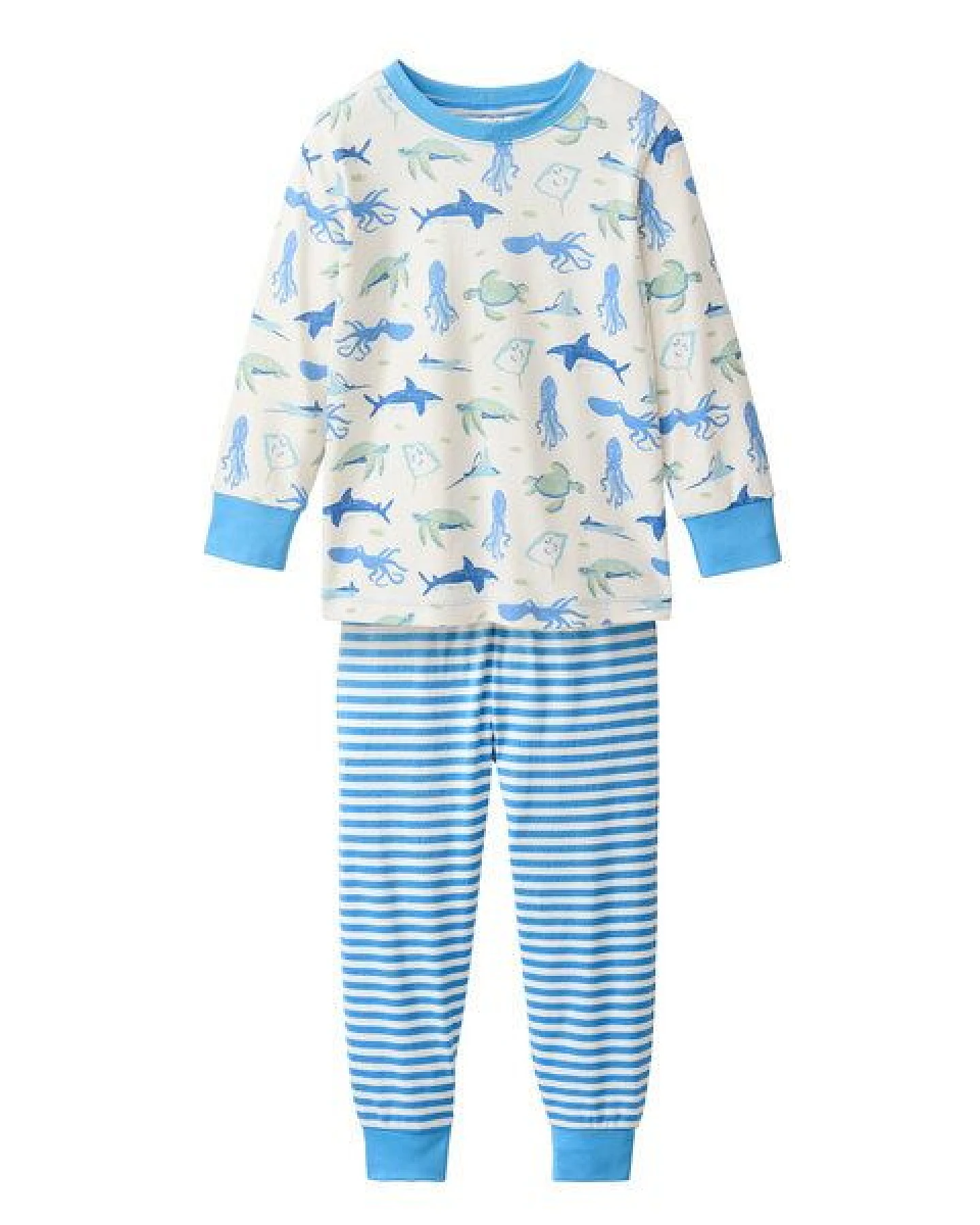 People Wear Organic Pyjama, weiß bedruckt, "Sealife", Bio-Baumwolle – Ansicht 2