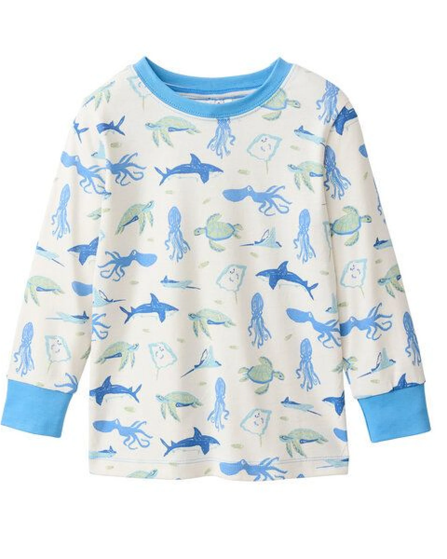 People Wear Organic Pyjama, weiß bedruckt, "Sealife", Bio-Baumwolle – Ansicht 3