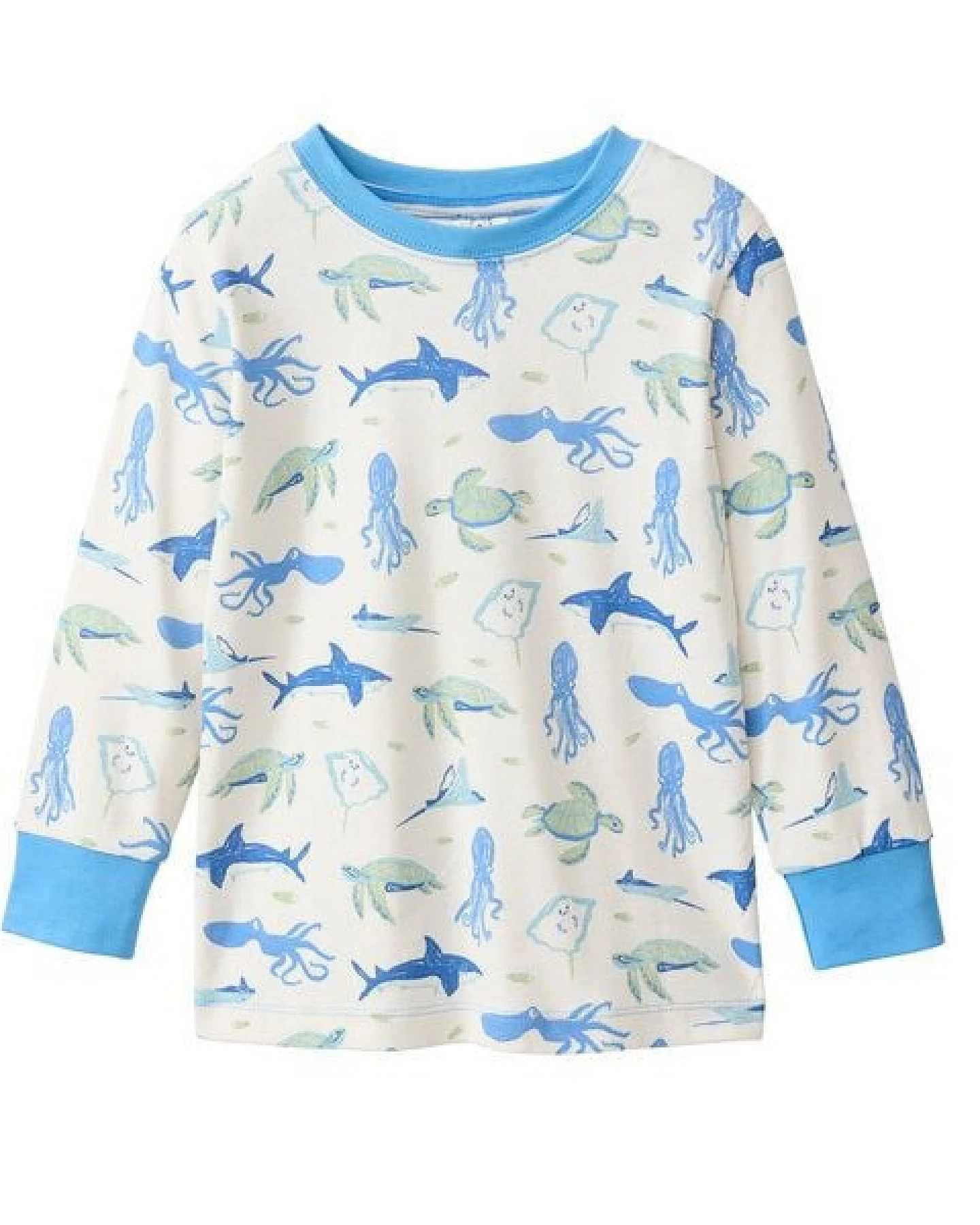 People Wear Organic Pyjama, weiß bedruckt, "Sealife", Bio-Baumwolle – Ansicht 3