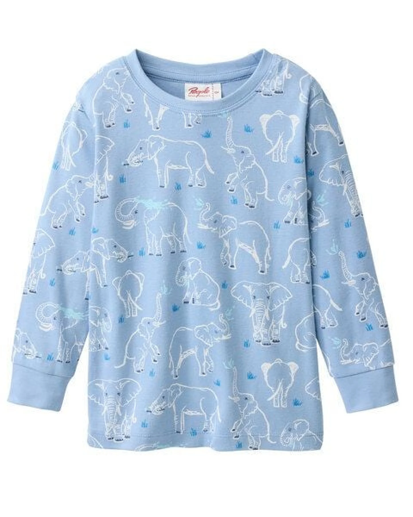 People Wear Organic Pyjama, blau bedruckt, "Elefant", Bio-Baumwolle – Ansicht 3
