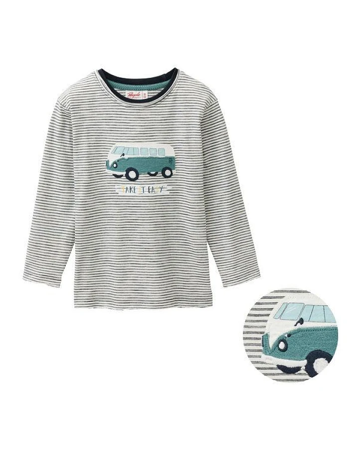 People Wear Organic Langarm Shirt, natur geringelt, "Van", Bio-Baumwolle