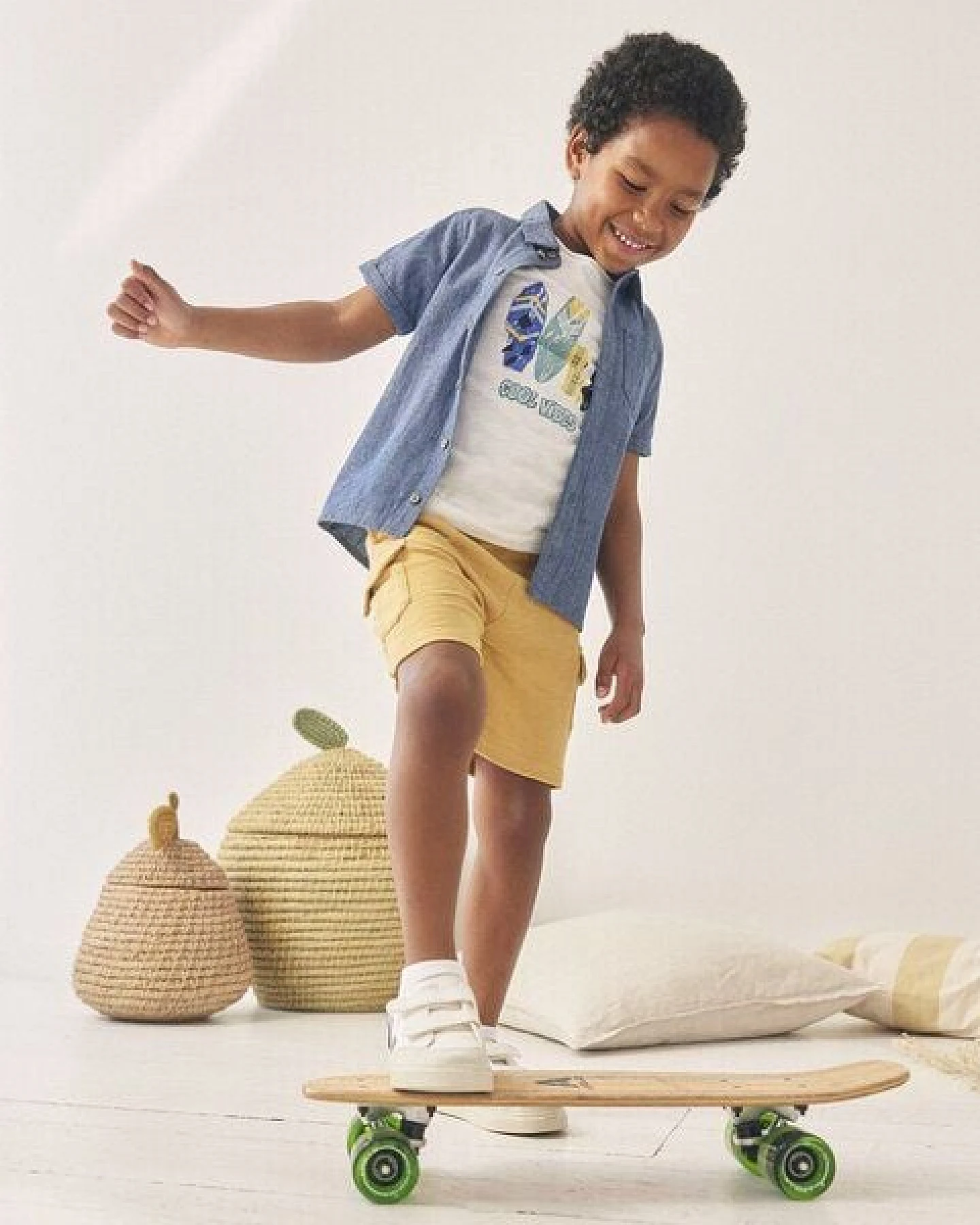 People Wear Organic Sweat Bermuda, gelb uni, Bio-Baumwolle – Ansicht 3