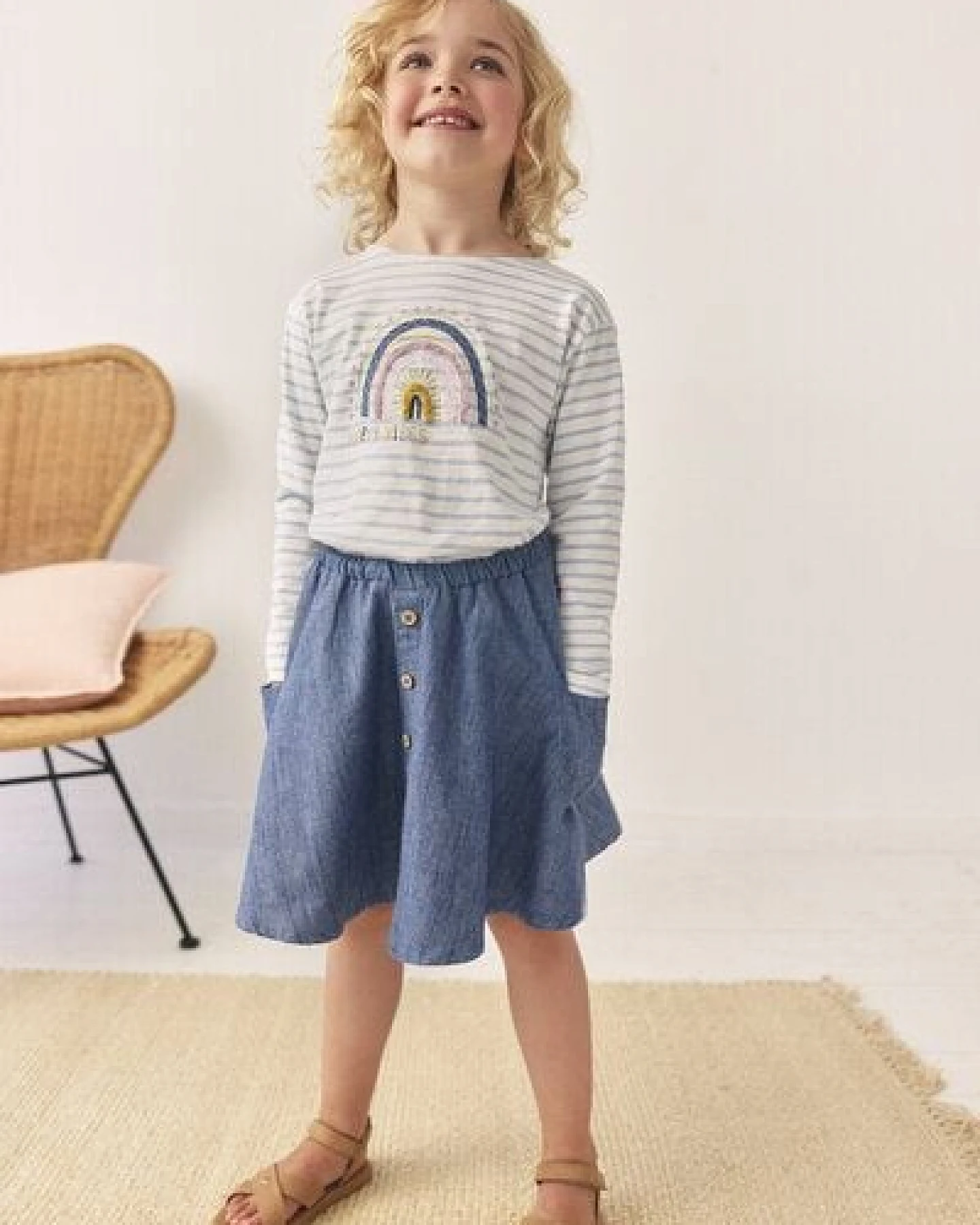 People Wear Organic "Langarmshirt, blau geringelt, ""Regenbogen"", Bio-Baumwolle" – Ansicht 4