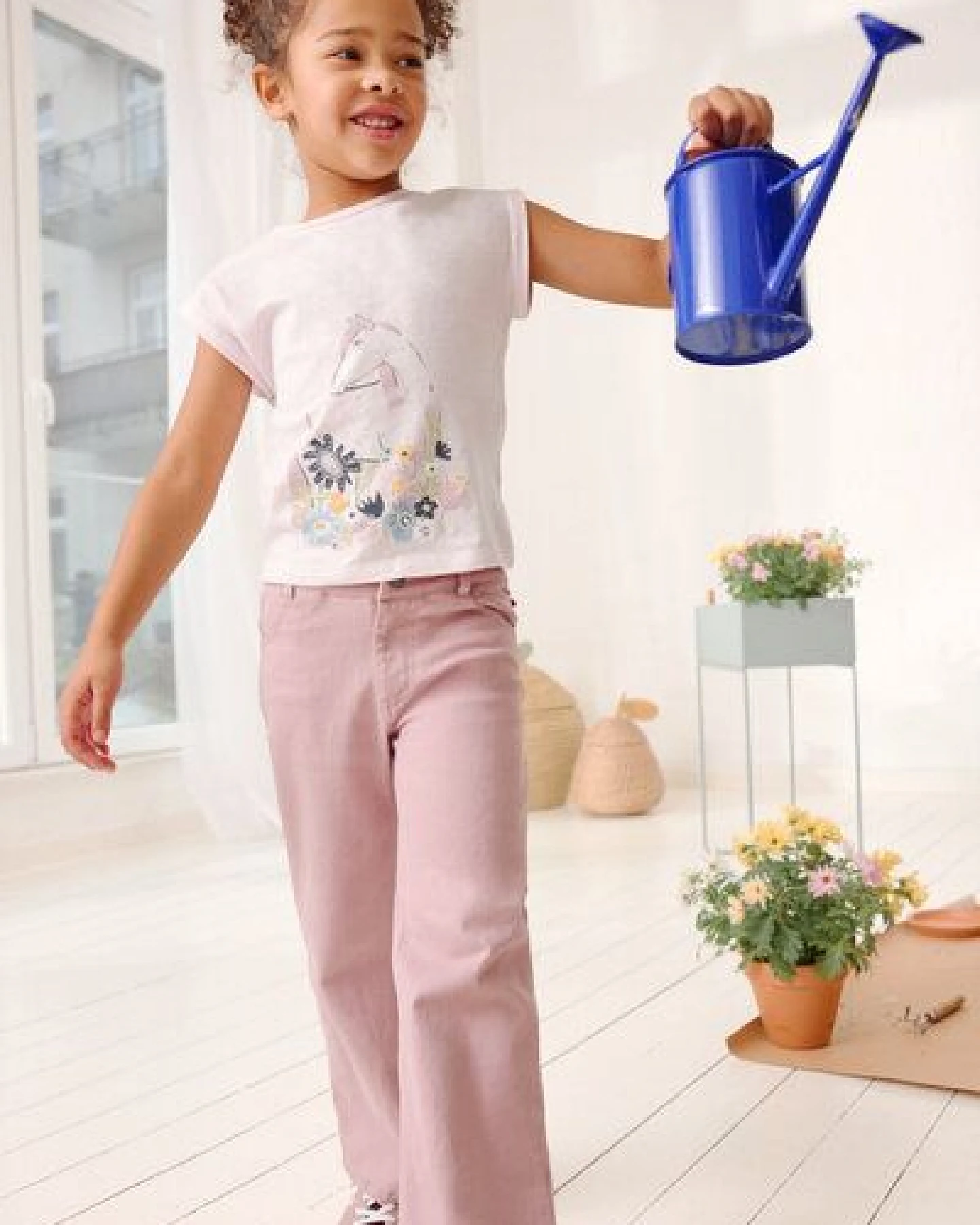 People Wear Organic Kurzarm Shirt, rosa, "Pferd", Bio-Baumwolle – Ansicht 3